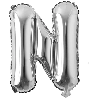 Image of 16&quot; Silver Letter N Foil Balloons Air Filled Self Inflating Birthday Anniversary Wedding Party Banner Decorations