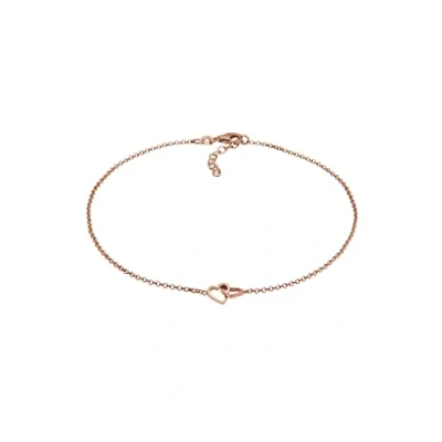 Image of Elli Women&#039;s 925 Silver Rosegold Plated Hearts Love Anklet 25cm length