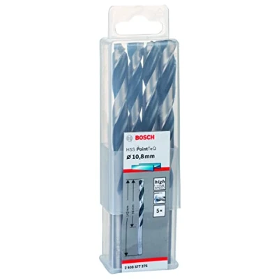 Image of Bosch Professional 5 Piece PointTeQ HSS Twist Drill Bit (for Metal, 10.8 x 94 142 mm, Driver Accessories)