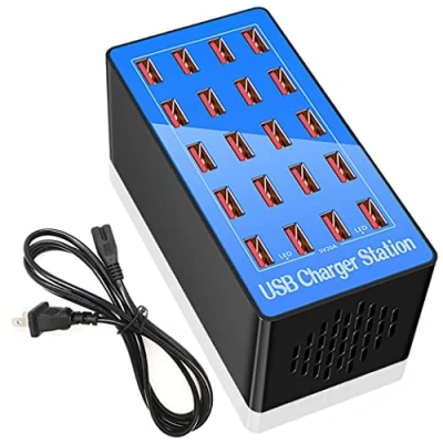 Image of COYOUCO USB Charger Station,20 Port 100W/20A Multiple Charging Station, Home Desktop Multi Ports Fast for Smartphones Tablets And Other Devices