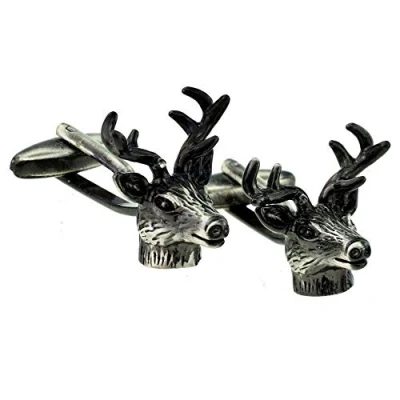 Image of Antique Finish Stags Head Cufflinks Presented in a Cufflink Box