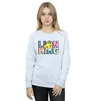 Image of Disney Women&#039;s The Lion King Pattern Logo Sweatshirt Sport Grey Large