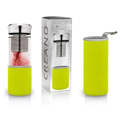 Image of Creano &quot;Teamaker tea bottle to go from glass with strainer for loose 400ml (Green)