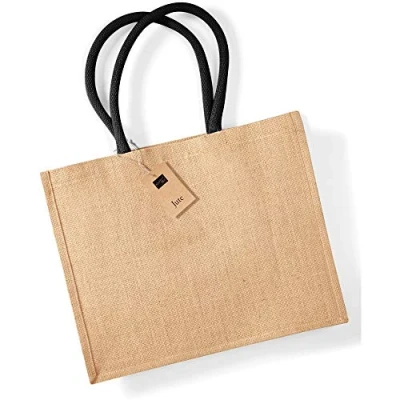 Image of Westford Mill W407 Classic Jute Shopper Bag Eco Friendly &amp; Stylish
