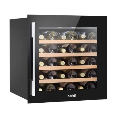 Image of Baridi 60cm Built In 36 Bottle Wine Cooler with Beech Wood Shelves and Internal LED Light, Black DH206