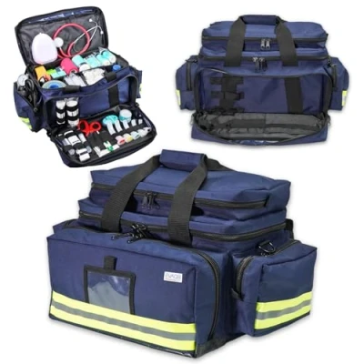Image of EVAQ8 Medical Bag Navy Blue with Multiple Pockets and Compartments Unkitted Suitable for Community Nursing Paramedics Doctors