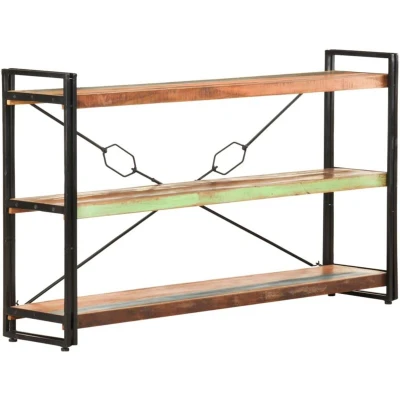 Image of vidaXL 3 Tier Bookcase 140x30x80 cm Solid Reclaimed Wood