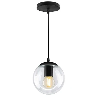 Image of Modern Vintage Clear Glass Globe Pendant Light Round Ceiling Lamp Shade M0086F
