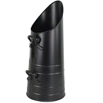 Image of Heavy Duty Tall Metal Fireplace Round Coal Scuttle Bucket Hod 21&quot; (Black)