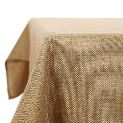 Image of Deconovo Faux Linen Table Cloth Cover Water Resistant Tablecloth for Party Large Size Solid Color 55x98in(140x250cm) Golden Brown