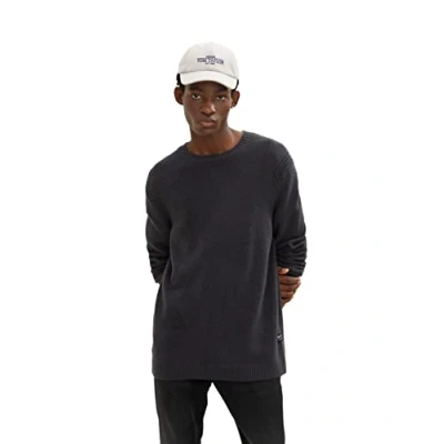 Image of TOM TAILOR Denim Men&#039;s Basic Knitted Jumper 1033757, 29476 Coal Grey, XS
