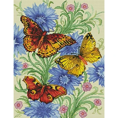 Image of Abillyn Embroidery Cross Stitch Kits Butterfly and Flowers Stamped with Printed Pattern Starter Kit (Butterfly)