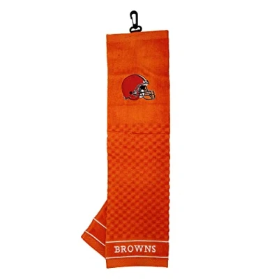 Image of Team Golf Cleveland Browns Embroidered Cotton Towel, Checkered Design, Swivel Clip