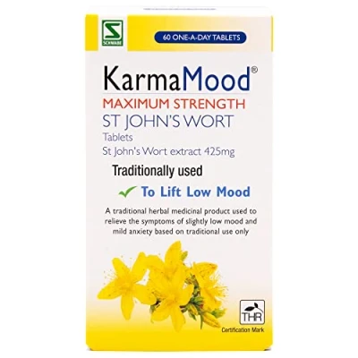 Image of Schwabe KarmaMood Maximum Strength St John&#039;s Wort Extract 425mg Traditional Herbal Medicinal Product 60 Tablets