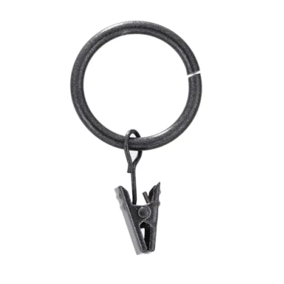 Image of Lister Cartwright 19 mm Curtain Rings Gun Metal Clip(10x Rings)