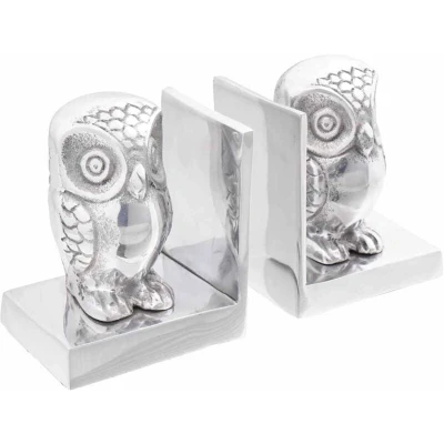 Image of vidaXL Bookends 2 pcs Silver 7x9x11 cm Aluminium Owl