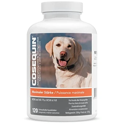 Image of Nutramax COSEQUIN Joint Health Supplement for Dogs, Maximum Strength Support With Glucosamine and Chondroitin, MSM, Hyaluronic Acid 120 Chewable Tablets