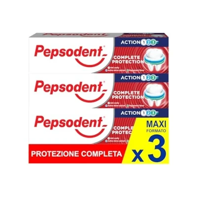 Image of Pepsodent Toothpaste Complete Protection with Fluoride and Calcium for Caries Defense All Day 75 ml (3 x Pack)