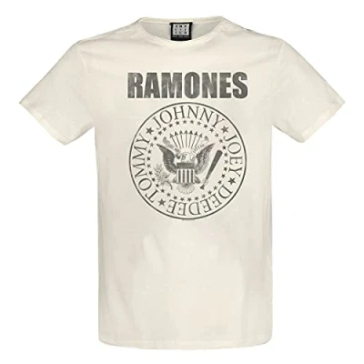 Image of Amplified Ramones &#039;Vintage Shield&#039; (Natural) T Shirt (x Large) Clothing Off White