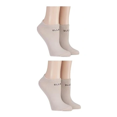 Image of Elle Ladies Patterned and Plain Assorted Sock Styles including Anklets, No Show, Trainer Regular Bamboo Socks in a Multipack of 4 Show Neutral 8