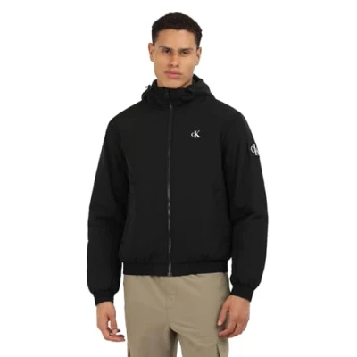 Image of Calvin Klein Jeans Padded Hooded Harrington Light jacket, Men&#039;s, Size: Small, Black