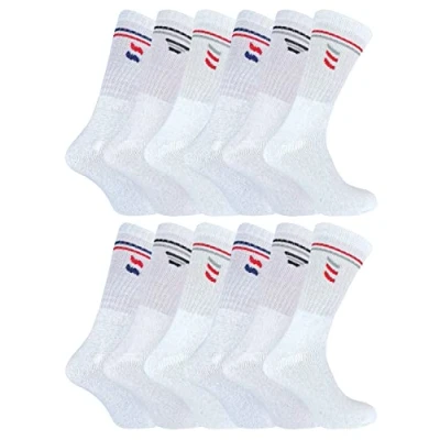Image of Sock Snob 12 Pairs Mens Cotton Sport Socks in White &amp; Black Breathable Cushioned Crew (11 14, White)