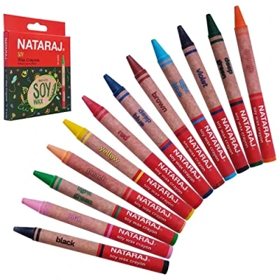 Image of Soya Wax Crayons, Pack of 12, Assorted Colours, Art &amp; Craft, Easy Grip, Party Bag Filler, Kids Toddler Non Toxic, Colouring Supplies