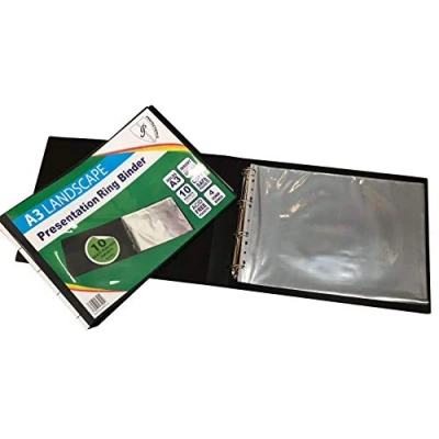Image of 1 x A3 Black Flexi Cover Ringbinder Landscape Display Portfolio Presentation Book