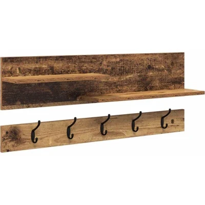 Image of Wall mounted Coat Rack with Shelf Storage Old wood Engineered Vidaxl