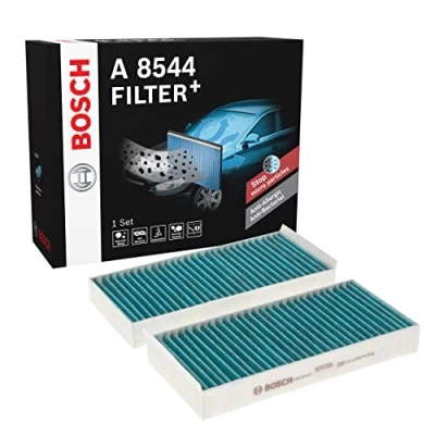 Image of 64116823724, 64116823725, 64116823726, 64119321875, 64119321876 Pollen Filter BOSCH 0 986 628 544 Activated Carbon 233mm 115mm 31mm FILTER+