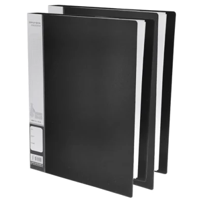 Image of M&amp;G 60 Pocket Binder with PP Plastic Sleeves A4(Black), 2 Pack Art Portfolio Wide Folder Clear Sheet Protectors, Display 120 Pages for Organizing Documents, 310x255x36mm
