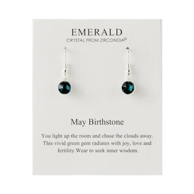 Image of Philip Jones May Birthstone Drop Earrings Created with Emerald Zircondia® Crystals