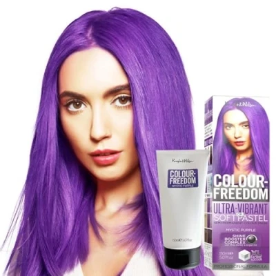 Image of Knight &amp; Wilson Colour Freedom 150ml Mystic Purple Semi Permanent Hair Ultra Vibrant Vegan Friendly Mask with Shine Booster Complex Ammonia Free Lasts Up To 6 10 Washes
