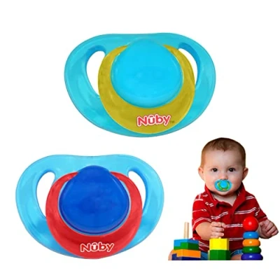 Image of Classic Orthodontic Pacifier with Ring, Ultra Air Dummy BPA Free, Breathable Dummies for Newborn Babies 0 6 Months (2Pcs Aqua &amp; Turquoise)