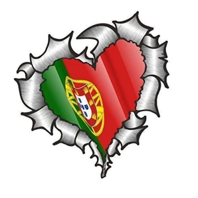 Image of Heart Shaped RIPPED TORN METAL Portugal Portuguese Flag For Football Team Supporter Match Vinyl Car Sticker 105x100mm