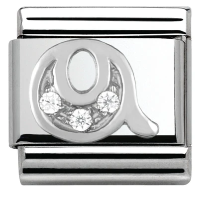 Image of Nomination Silver Cubic Zirconia Letter Charm Q