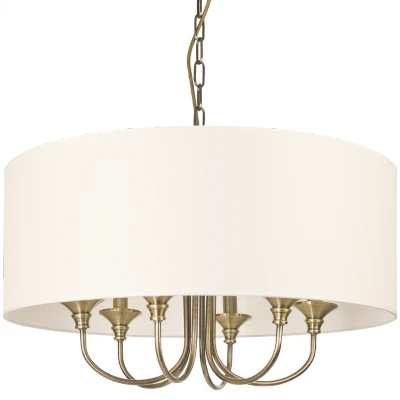 Image of Abu Dhabi 6 Light Cylindrical Pendant Ceiling Brass, E14