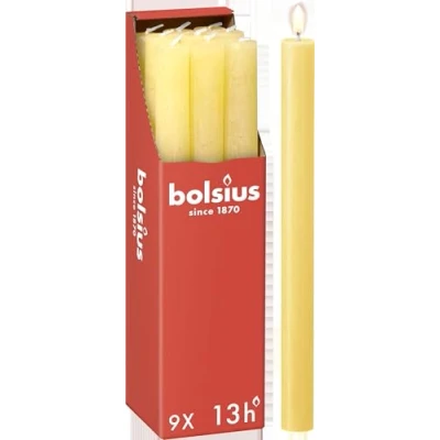 Image of Bolsius Dinner Candle Rustic Sunny Yellow 27 cm 9 Pieces