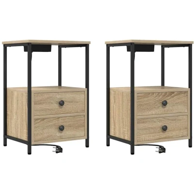 Image of vidaXL with Drawer Storage 2 pcs Sonoma oak Engineered Wood
