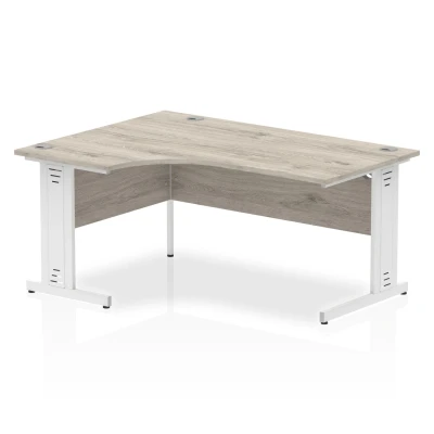 Image of Impulse 1800mm Left Crescent Desk Grey Oak Top White Cable Managed Leg