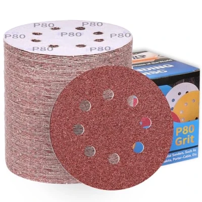 Image of 100Pcs 125mm Sanding Discs 80 Grit 8 Holes Hook and Loop Pads for Random Orbital Sander Sandpaper Sheet ALPXUXP