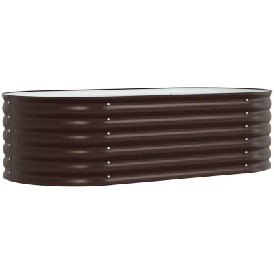 Image of vidaXL Garden Raised Bed Metal Oval Planter, Brown 160x80x44 cm