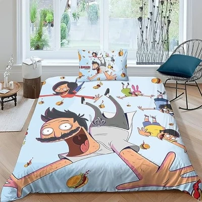 Image of BYTUGI Bobs Burgers Duvet Cover Set Printed Bedding Quilt Soft Microfiber With Zipper Closure For Boys Girls Kids Single（135x200cm）