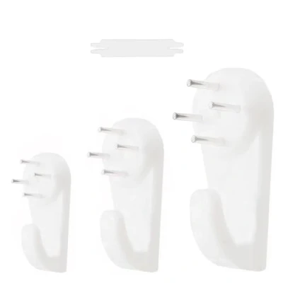 Image of HRLORK 60 Pcs Picture Hanging Kit Assorted Hooks Non Trace Hard Wall Drywall Hanger Hook Set for Fixing Photo Frame