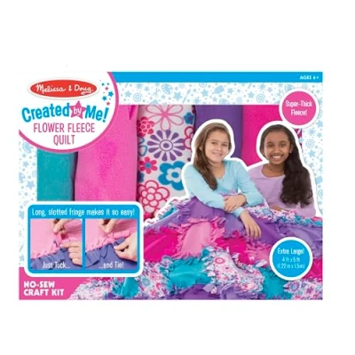 Image of Melissa &amp; Doug Created by Me! Flower Fleece Quilt No Sew Craft Kit (48 squares, 4 feet x 5 feet)