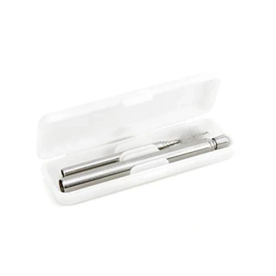 Image of Kikkerland DESIGN Collapsible Travel Straw Set, Medium, Silver
