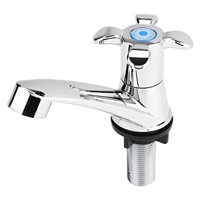 Image of Basin Taps Single Cold Faucet Water Tap Bathroom Kitchen Sink Lever for Home Washbasin (Blossom G1/2)