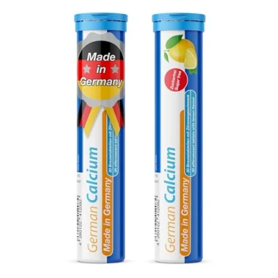 Image of Calcium 500 mg 2 x 20 effervescent Tablets Lemon Flavor T&amp;D Pharma German Made in Germany