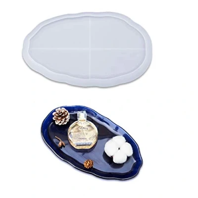 Image of FineInno Trinket Dish Resin Mould, Oval Jewelry Tray Silicone Moulds for Resin, Plate Epoxy Casting Mould Necklace Earrings Key Storage Home Decor
