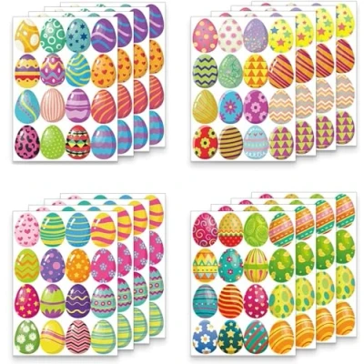 Image of Easter Eggs Stickers, Stickers for Kids Happy Self Adhesive Party Favors Cards Envelopes Scrapbooking Presents Gifts Labels Decoration (256pcs)